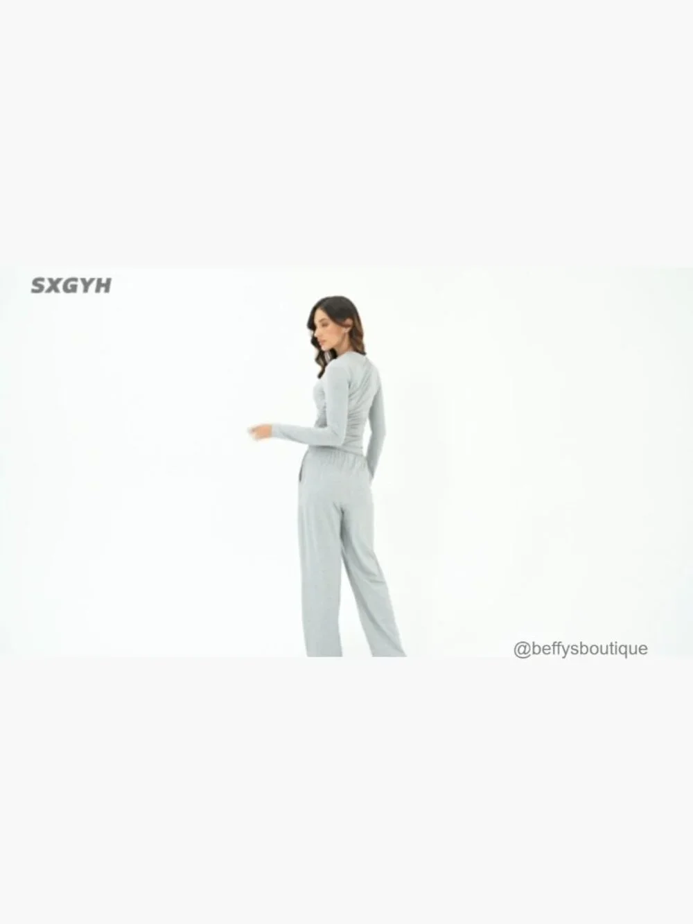 Women's 2-Piece Lounge Set Long Sleeve Wide Leg Joggers Soft Rayon Spandex - Picture 7 of 7